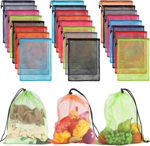 iMucci 13"X15.5" 100Pcs Mesh Laundry Drawstring Bag Nylon Drawstring Gym Bag with Cord Lock Closure