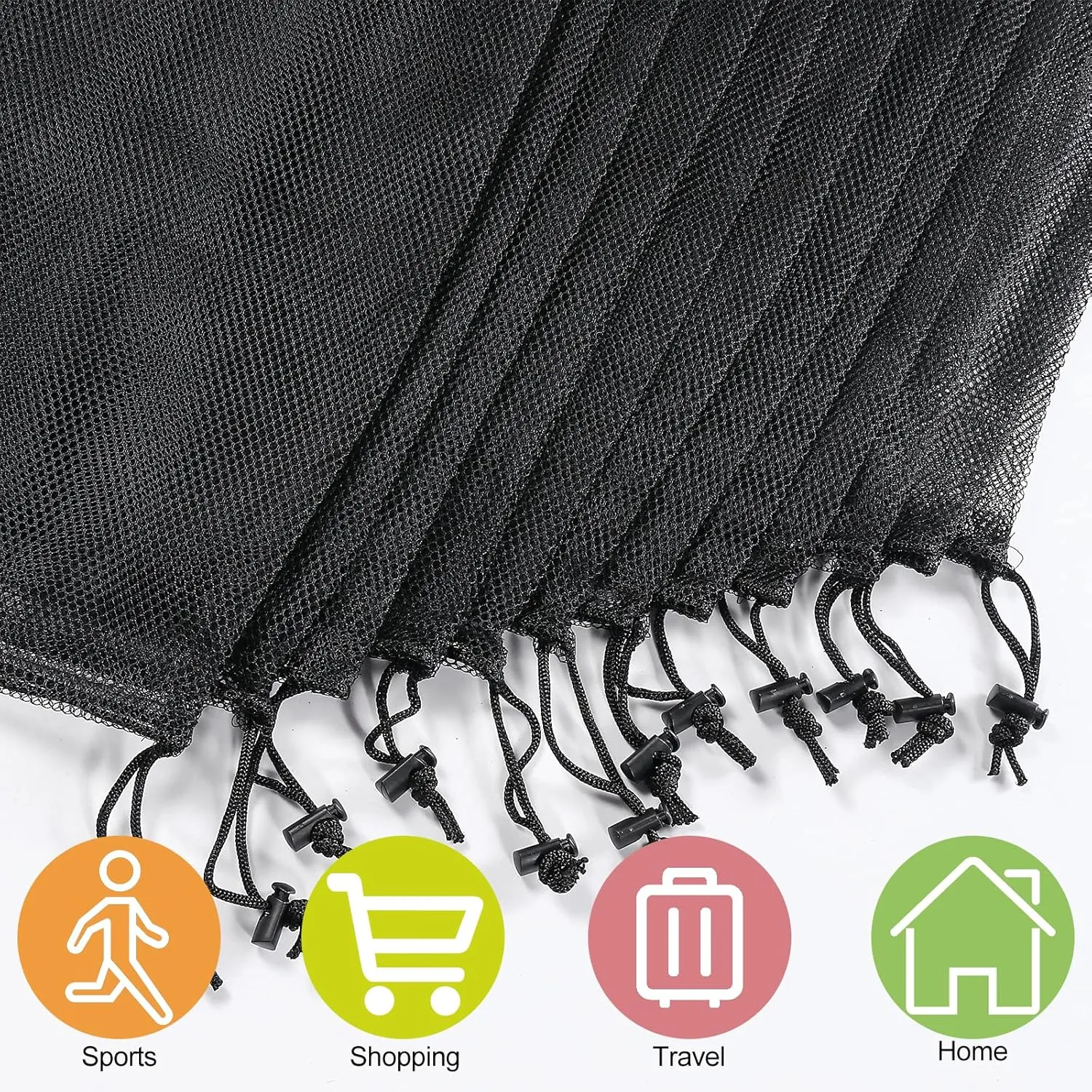 iMucci 13"X15.5" 6Pcs Mesh Laundry Drawstring Bag Nylon Drawstring Gym Bag with Cord Lock Closure