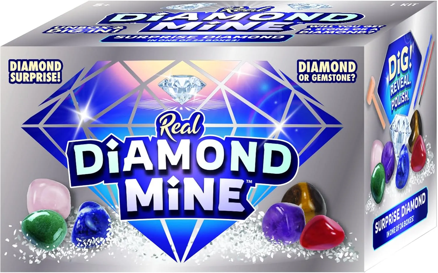JA-RU Real Diamond Mine Gemstone Dig Kit (6 Packs) Mystery Rock, Minerals, and Gems for Kids | Break Your Own Geodes and a Chance to Get 1 Real Diamond | Party Favors for Kids Goodie Bags. 4630-6s