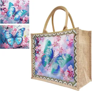 JBTM24 DIY Diamond Art Tote Bag Kit for Adults, Diamond Art Handbag Kits with 2 Pcs Replaceable Linen Pattern, Diamond Painting Creative Handbag for Women Girl Art Craft Gift