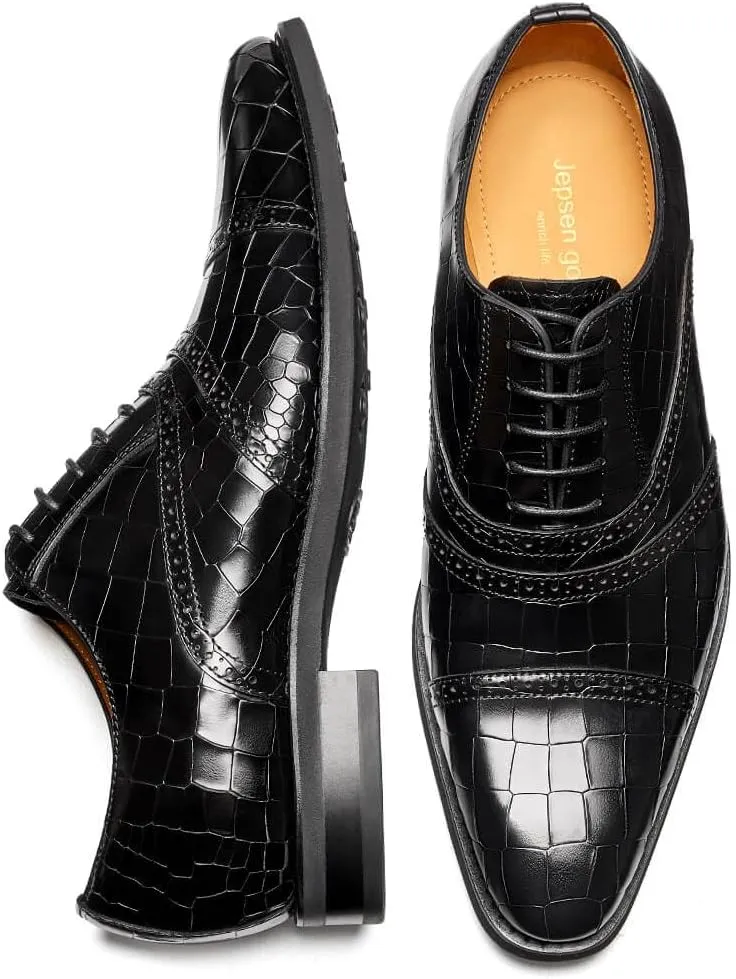 Jepsengord Men's Dress Shoes Genuine Leather Oxfords Luxury Formal Business Suit Shoes with Blake Rapid Stitch