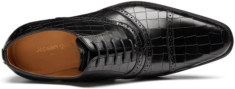 Jepsengord Men's Dress Shoes Genuine Leather Oxfords Luxury Formal Business Suit Shoes with Blake Rapid Stitch