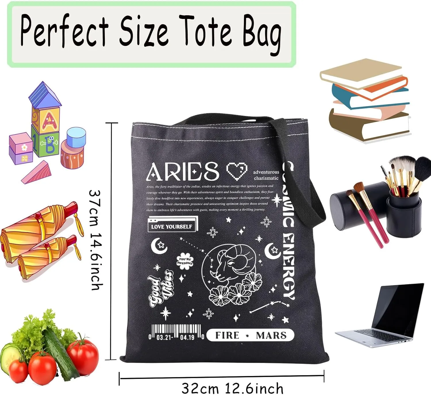 JNIAP Zodiac Sign Gift 12 Constellation Birthday Gift for Astrology Lover Horoscope Tote Bag