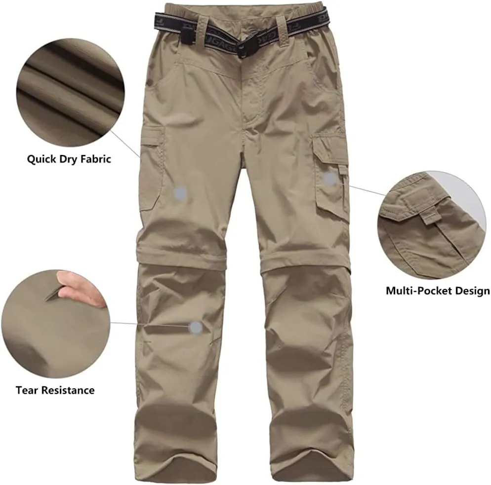 JOMLUN Boy’s Scout Pants Convertible Hiking Quick Dry Zip Off Pants Outdoor Climbing Casual Trouser Kids Youth Cargo Pants