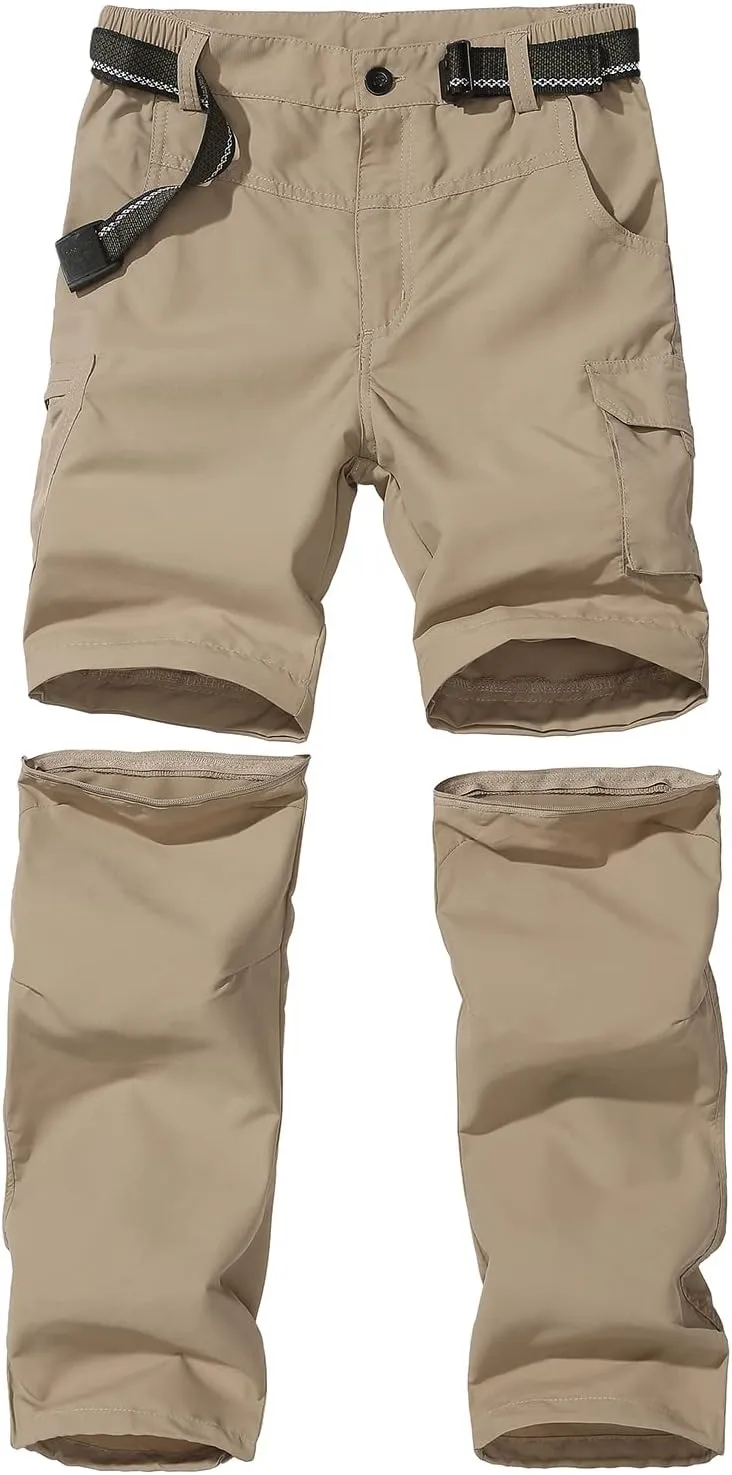 JOMLUN Boy’s Scout Pants Convertible Hiking Quick Dry Zip Off Pants Outdoor Climbing Casual Trouser Kids Youth Cargo Pants