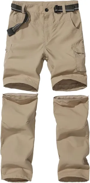 JOMLUN Boy’s Scout Pants Convertible Hiking Quick Dry Zip Off Pants Outdoor Climbing Casual Trouser Kids Youth Cargo Pants