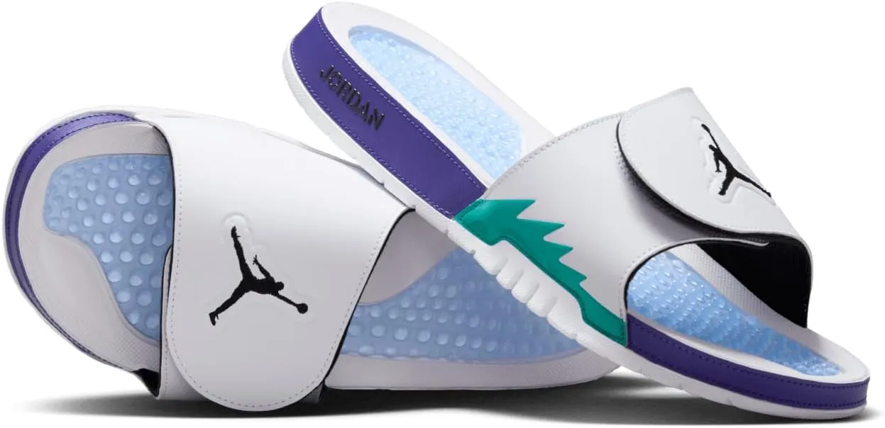 Jordan Hydro V Retro Men's Slides (555501-103, White/Black/New Emerald/Grape Ice)
