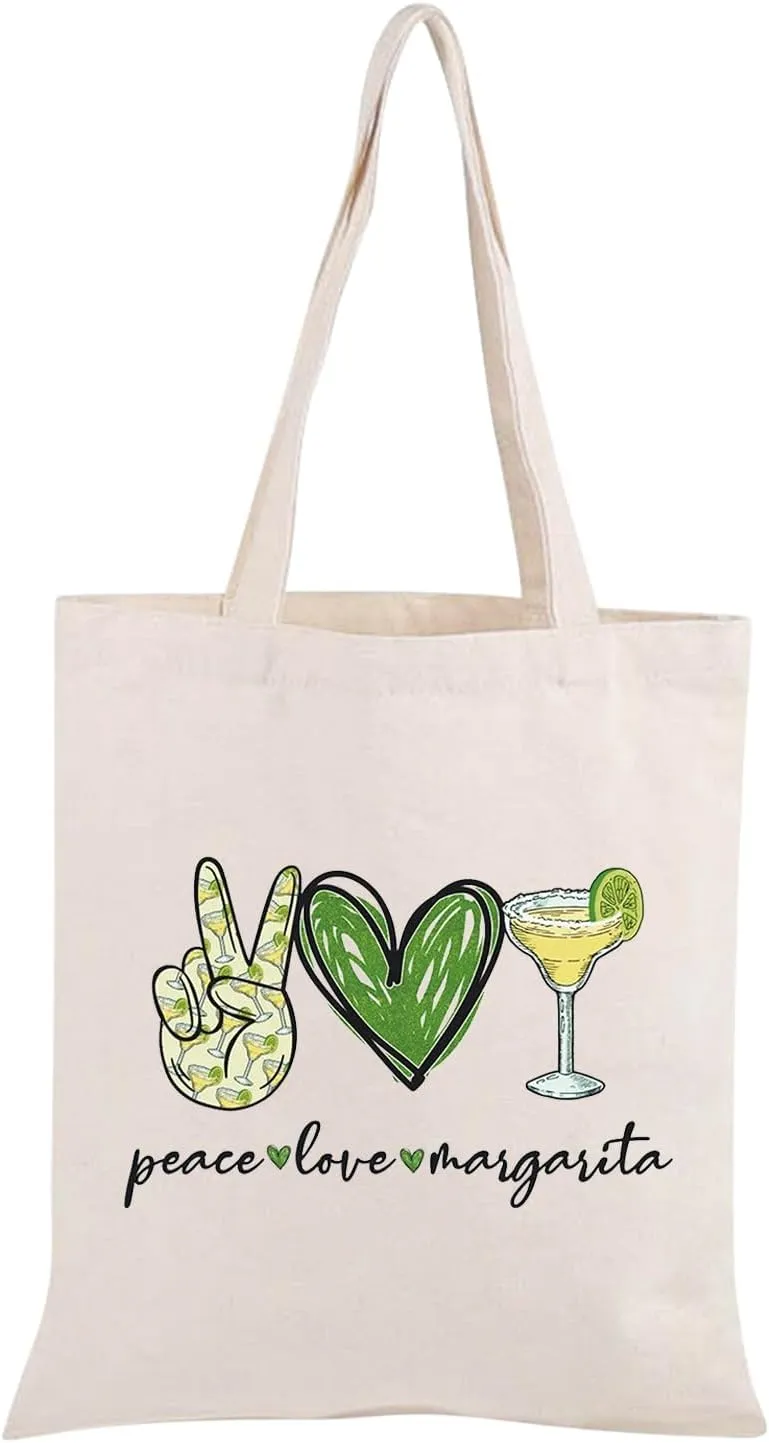JXGZSO Bartender Gift Peace Love Margarita Cosmetic Bag With Zipper Makeup Bag Margarita Drinking Lover Gift (Peace love margarita shopping)