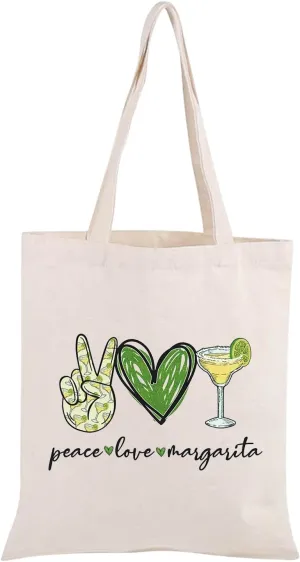 JXGZSO Bartender Gift Peace Love Margarita Cosmetic Bag With Zipper Makeup Bag Margarita Drinking Lover Gift (Peace love margarita shopping)