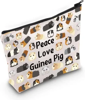 JXGZSO Guinea Pig Makeup Bag Guinea Pig Lover Gift Peace Love Guinea Pig Cosmetic Bag With Zipper Cavy Gift (Peace Love Guinea Pig)