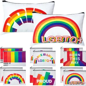 Kacctyen 12 Pcs Gay Pride Gift Lgbtq Gift Rainbow Pride Makeup Bag Cosmetic Bag Travel Pouch with Zipper Gay Anniversary Birthday Present for Girlfriend Friends Her