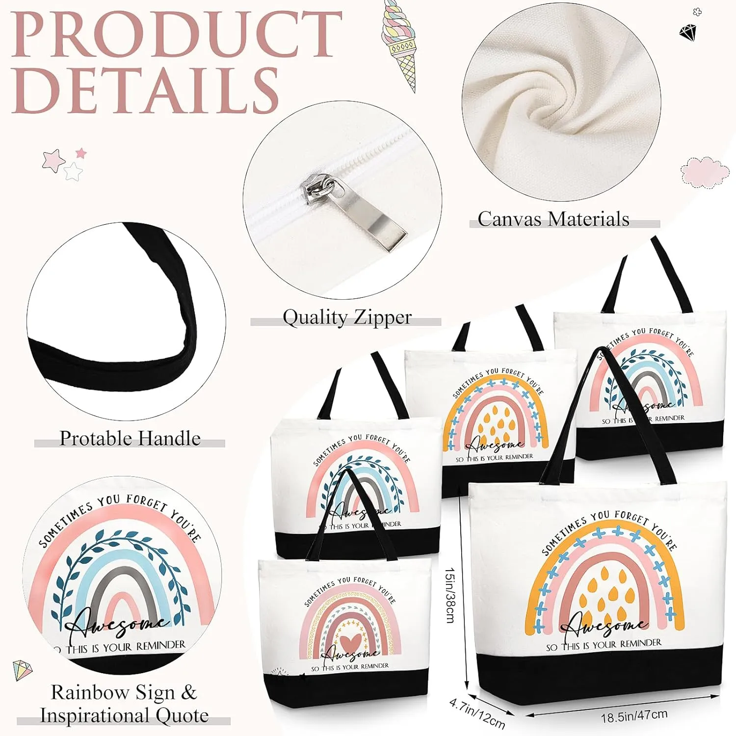 Kajaia Teacher Gift Tote Bag Employee Appreciation Gift Bulk Cosmetic Bag for Nurse Team Coworker Hr