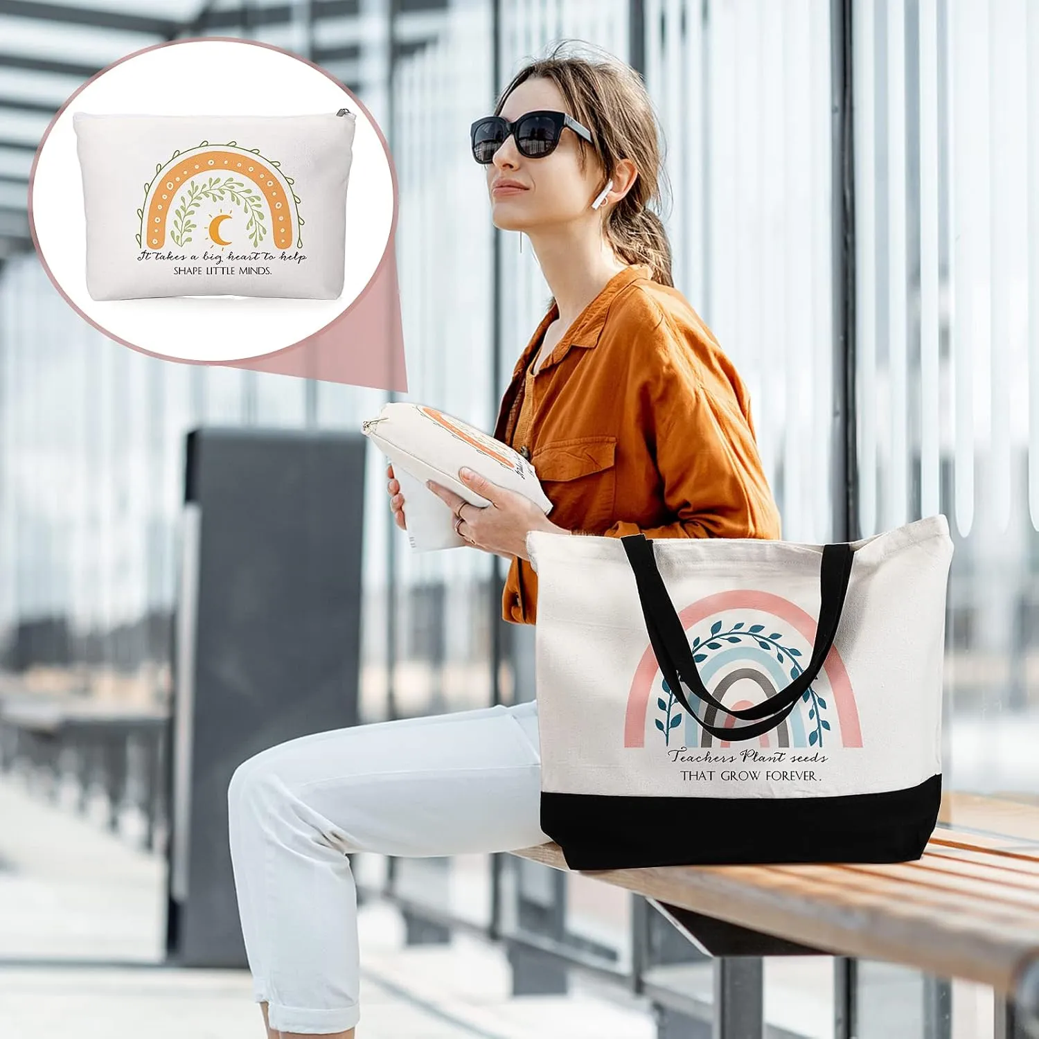 Kajaia Teacher Gift Tote Bag Employee Appreciation Gift Bulk Cosmetic Bag for Nurse Team Coworker Hr