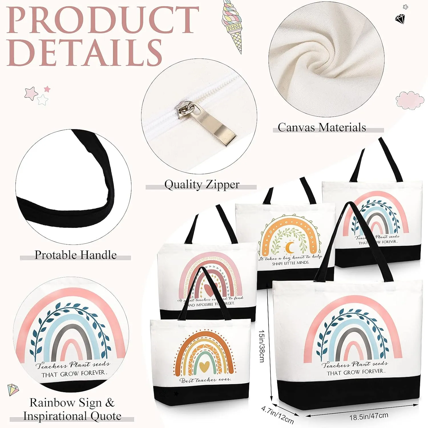 Kajaia Teacher Gift Tote Bag Employee Appreciation Gift Bulk Cosmetic Bag for Nurse Team Coworker Hr