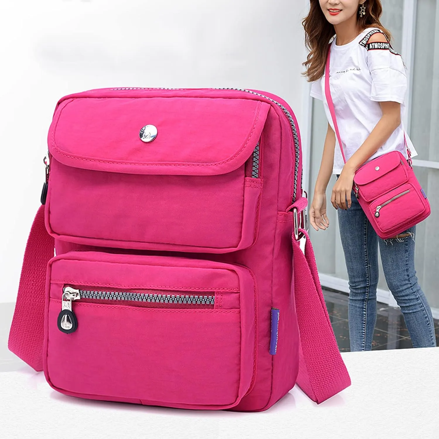 KARRESLY Women Crossbody Bag Shoulder Handbags Small Nylon Purse Waterproof Multi Pockets Bags