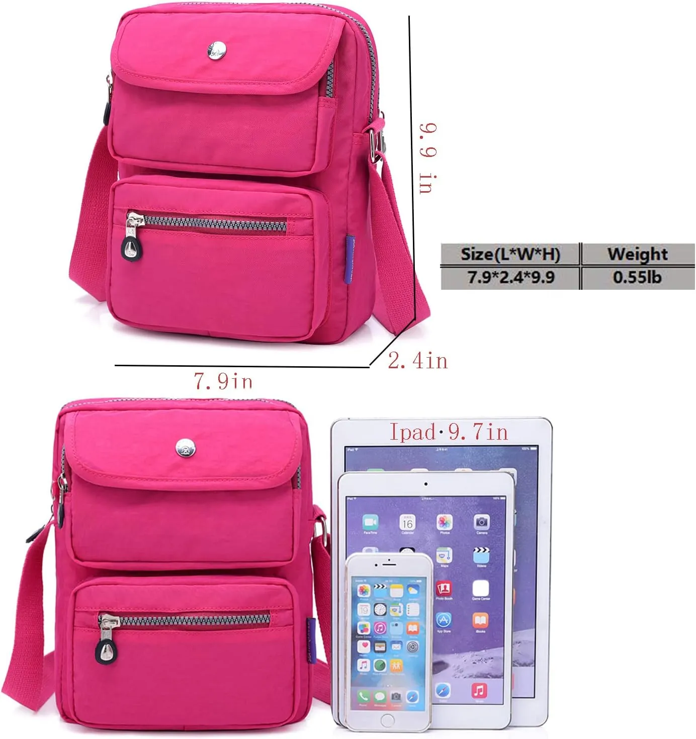 KARRESLY Women Crossbody Bag Shoulder Handbags Small Nylon Purse Waterproof Multi Pockets Bags