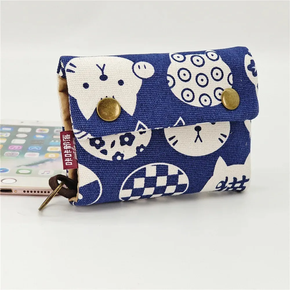 Kawaii Canvas Coin Pouch 🌈✨ | Cute Cartoon Key Organizer Wallet for Girls 💖🎒 | Adorable Mini Money Bag!