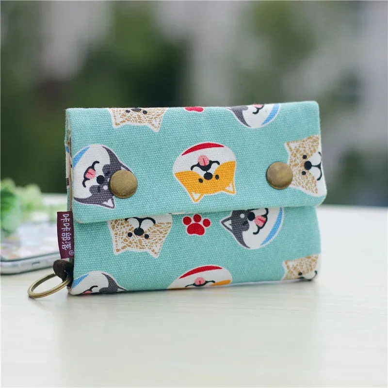 Kawaii Canvas Coin Pouch 🌈✨ | Cute Cartoon Key Organizer Wallet for Girls 💖🎒 | Adorable Mini Money Bag!