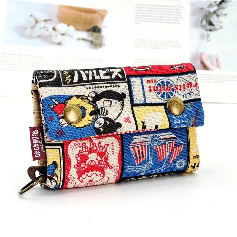 Kawaii Canvas Coin Pouch 🌈✨ | Cute Cartoon Key Organizer Wallet for Girls 💖🎒 | Adorable Mini Money Bag!