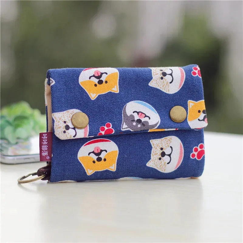 Kawaii Canvas Coin Pouch 🌈✨ | Cute Cartoon Key Organizer Wallet for Girls 💖🎒 | Adorable Mini Money Bag!