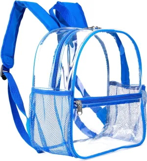 Keepcross Blue 12x6x12 Clear Backpack for Stadium Events,Mini Clear Stadium Bag for Sporting Events,Games,Festival,Concerts