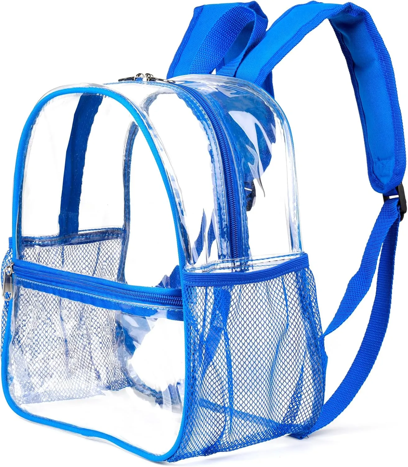 Keepcross Blue 12x6x12 Clear Backpack for Stadium Events,Mini Clear Stadium Bag for Sporting Events,Games,Festival,Concerts