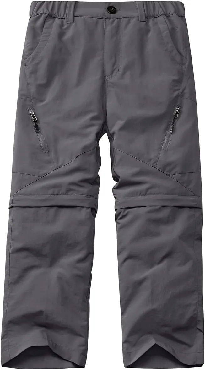 Kids' Cargo Pants, Boy's Casual Outdoor Quick Dry Waterproof Hiking Climbing Convertible Trousers