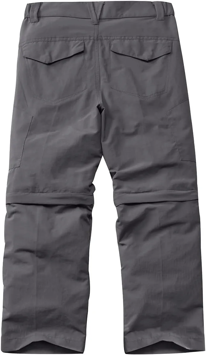 Kids' Cargo Pants, Boy's Casual Outdoor Quick Dry Waterproof Hiking Climbing Convertible Trousers