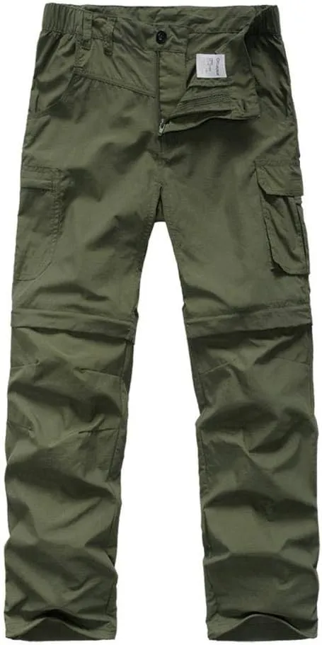 Kids' Cargo Pants, Boy's Casual Outdoor Quick Dry Waterproof Hiking Climbing Convertible Trousers