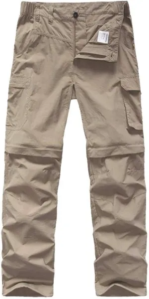Kids' Cargo Pants, Boy's Casual Outdoor Quick Dry Waterproof Hiking Climbing Convertible Trousers