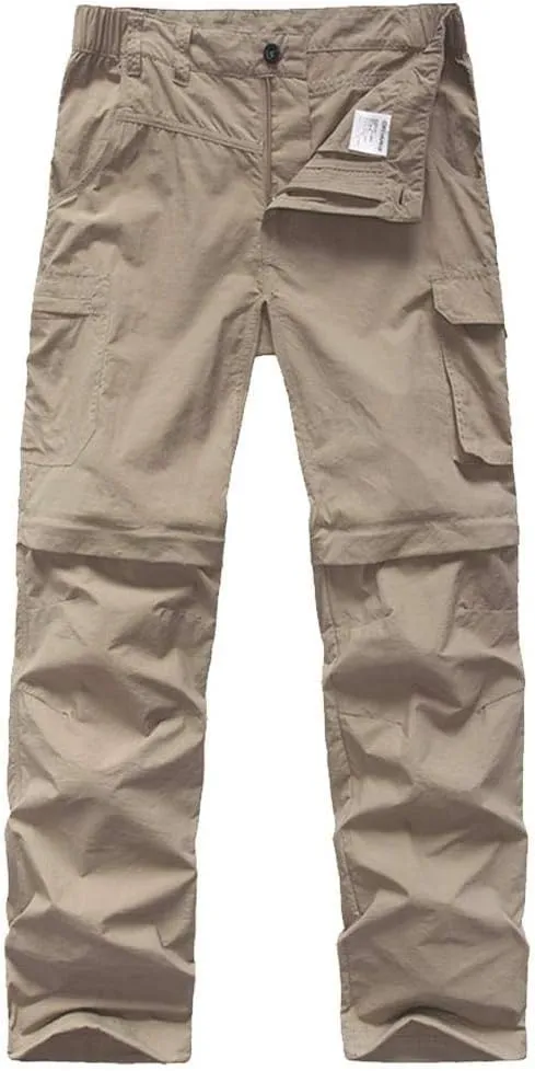 Kids' Cargo Pants, Boy's Casual Outdoor Quick Dry Waterproof Hiking Climbing Convertible Trousers