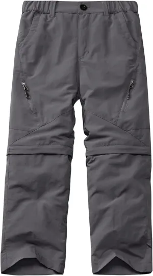 Kids' Cargo Pants, Boy's Casual Outdoor Quick Dry Waterproof Hiking Climbing Convertible Trousers