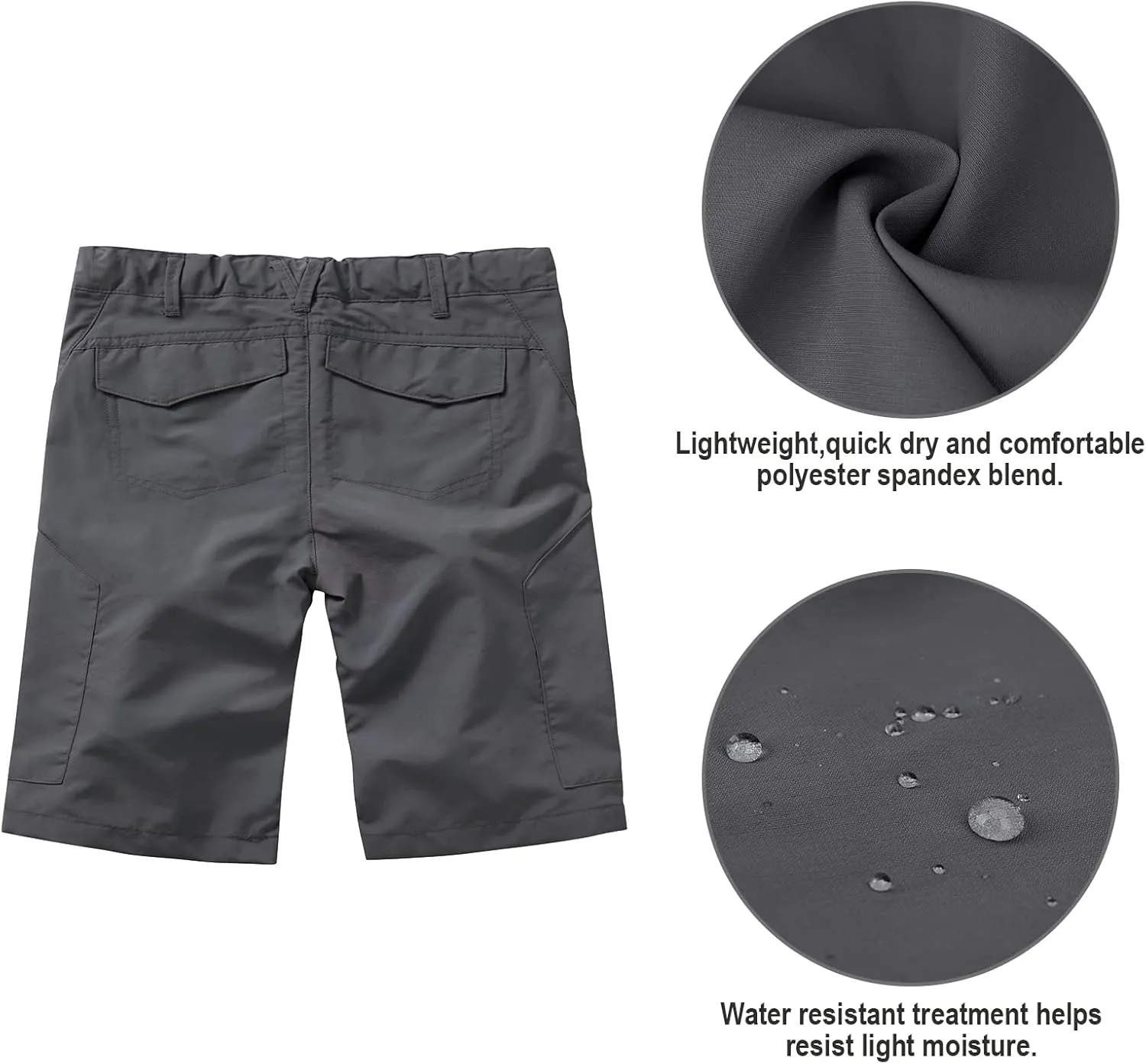 Kids' Cargo Pants, Boy's Casual Outdoor Quick Dry Waterproof Hiking Climbing Convertible Trousers