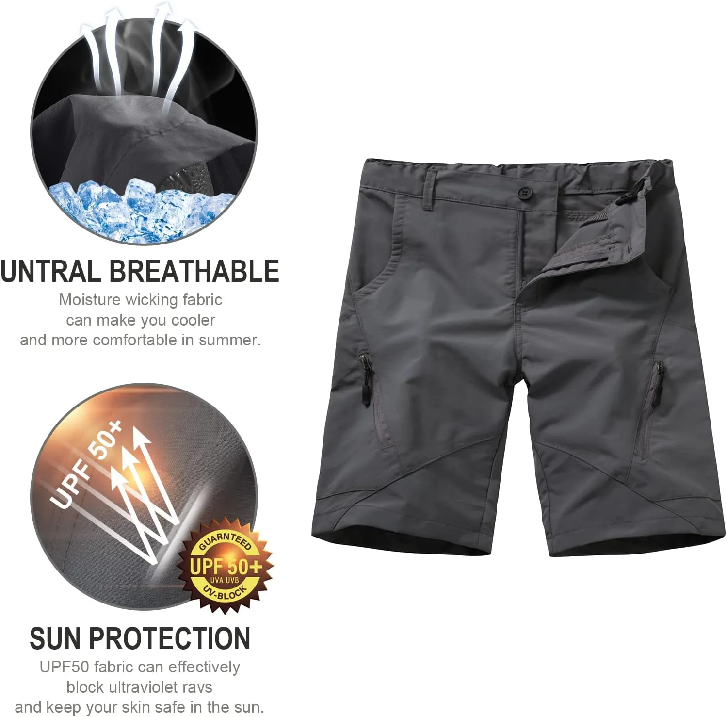 Kids' Cargo Pants, Boy's Casual Outdoor Quick Dry Waterproof Hiking Climbing Convertible Trousers