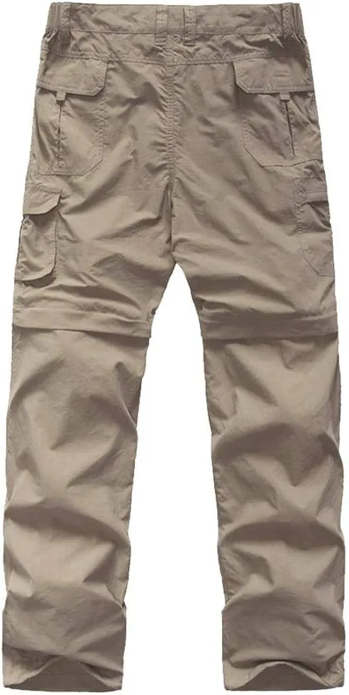 Kids' Cargo Pants, Boy's Casual Outdoor Quick Dry Waterproof Hiking Climbing Convertible Trousers