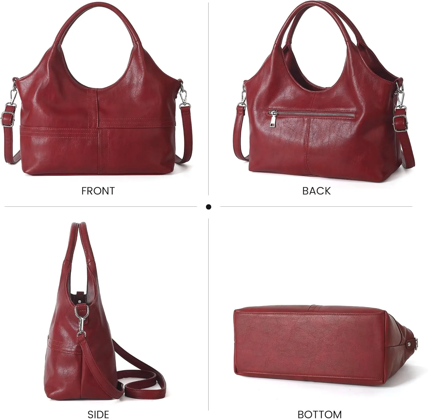 KOGTLA Vegan Leather Purses for Women with Detachable Satchel Strap, Ladies Handbags, Tote Hobo Bags with Top Handle