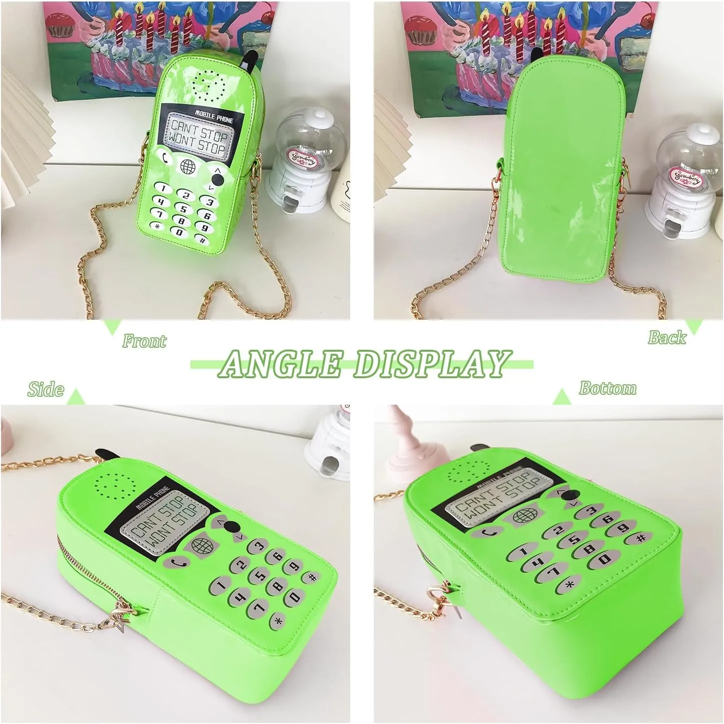 KUANG! Women Cute Digital Mobile Phone Shaped Shoulder Bag Funny Crossbody Bag Pu Messenger Chain Purse for Girls