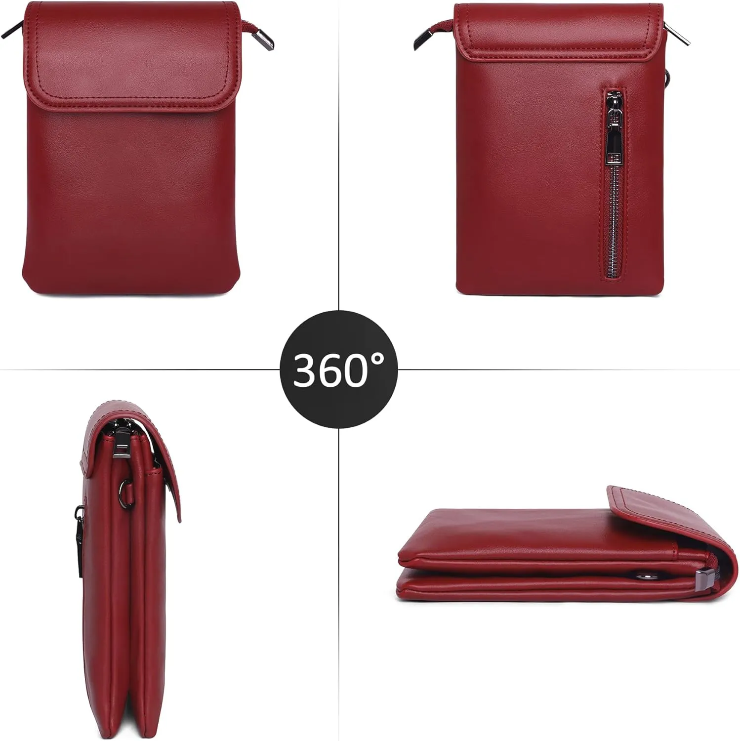 KUKOO Small Crossbody Bags for Women Cell Phone Purse Wallet Bag PU Leather with Shoulder Strap