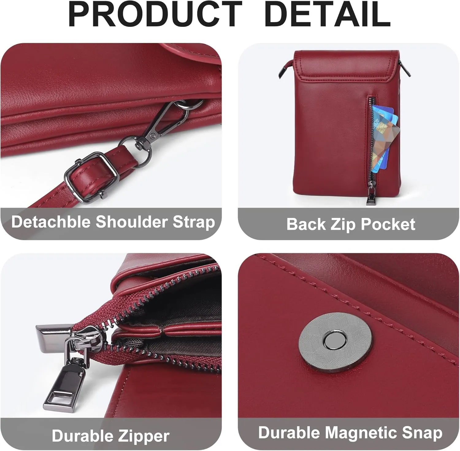 KUKOO Small Crossbody Bags for Women Cell Phone Purse Wallet Bag PU Leather with Shoulder Strap