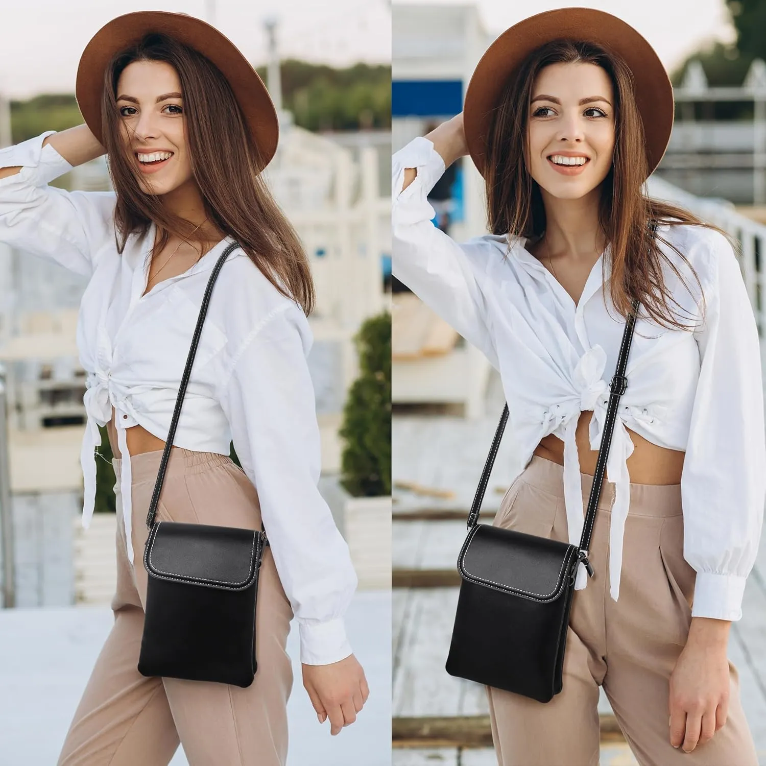 KUKOO Small Crossbody Bags for Women Cell Phone Purse Wallet Bag PU Leather with Shoulder Strap