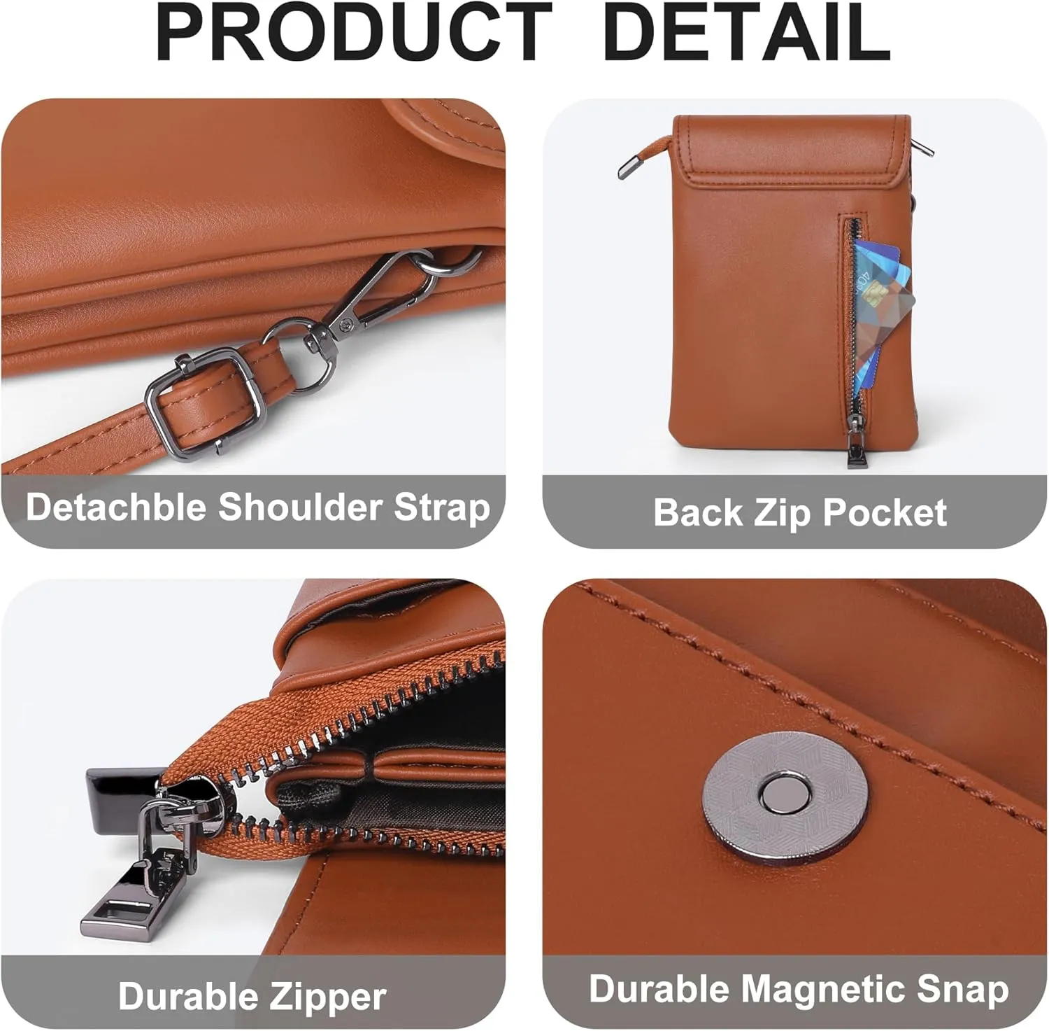 KUKOO Small Crossbody Bags for Women Cell Phone Purse Wallet Bag PU Leather with Shoulder Strap