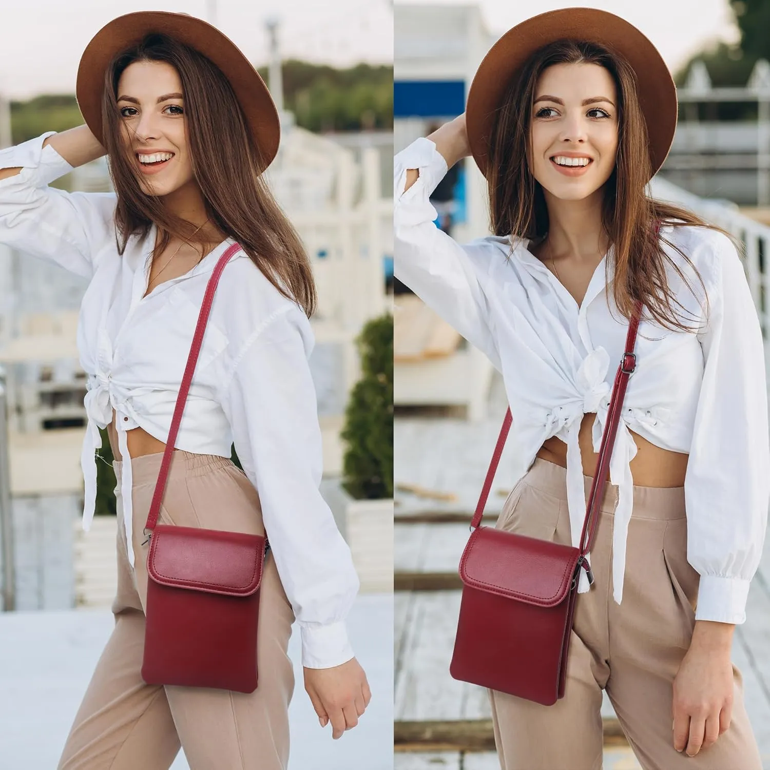 KUKOO Small Crossbody Bags for Women Cell Phone Purse Wallet Bag PU Leather with Shoulder Strap