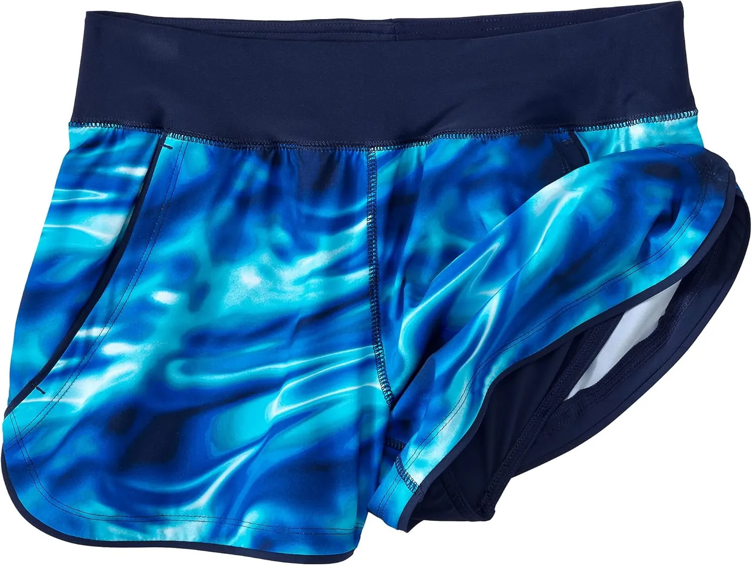 Lands' End Women's 3" Quick Dry Elastic Waist Board Shorts Swim Cover-up Shorts with Panty