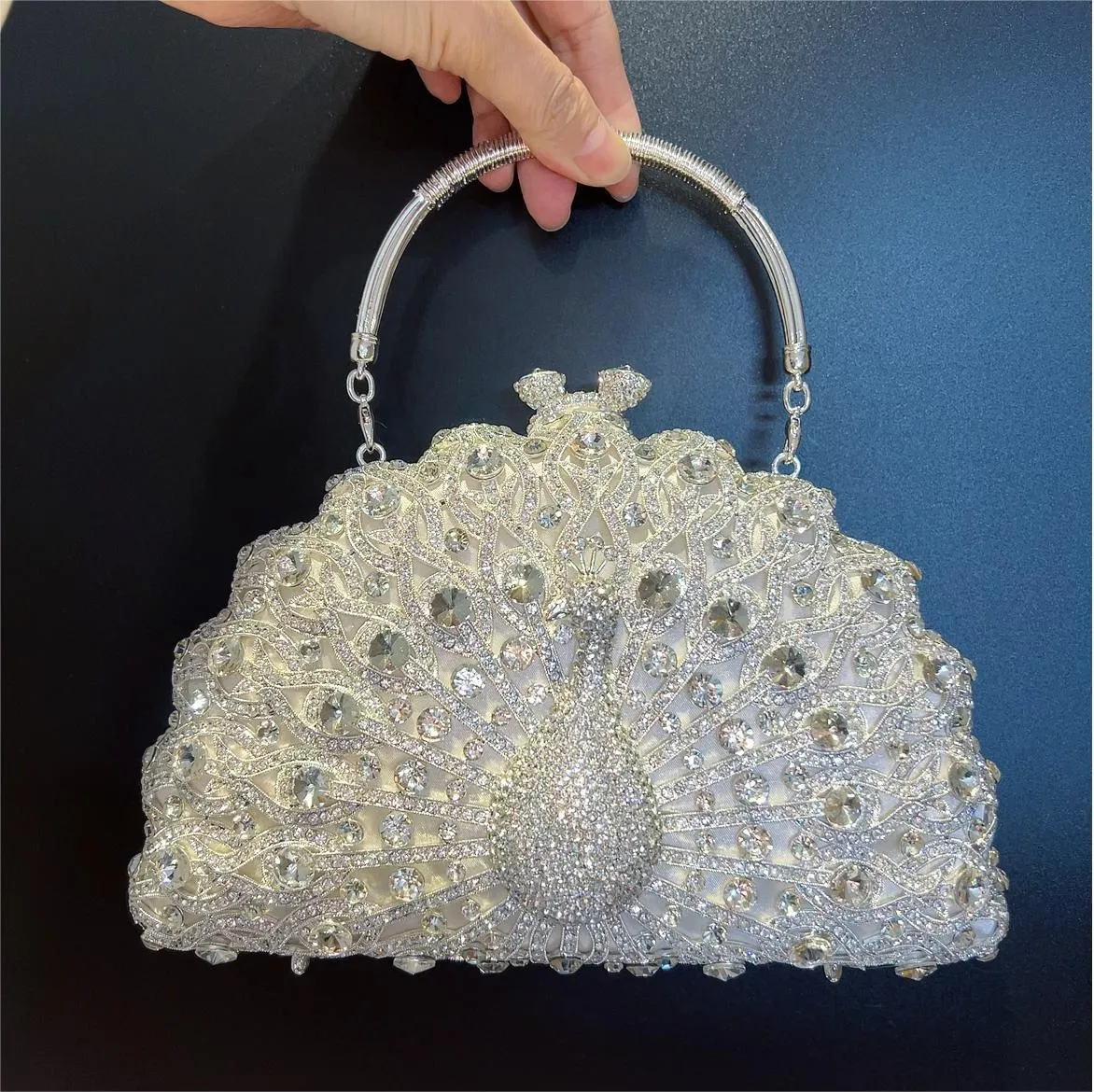 Large Peacock Diamond Every Night Bags Luxury