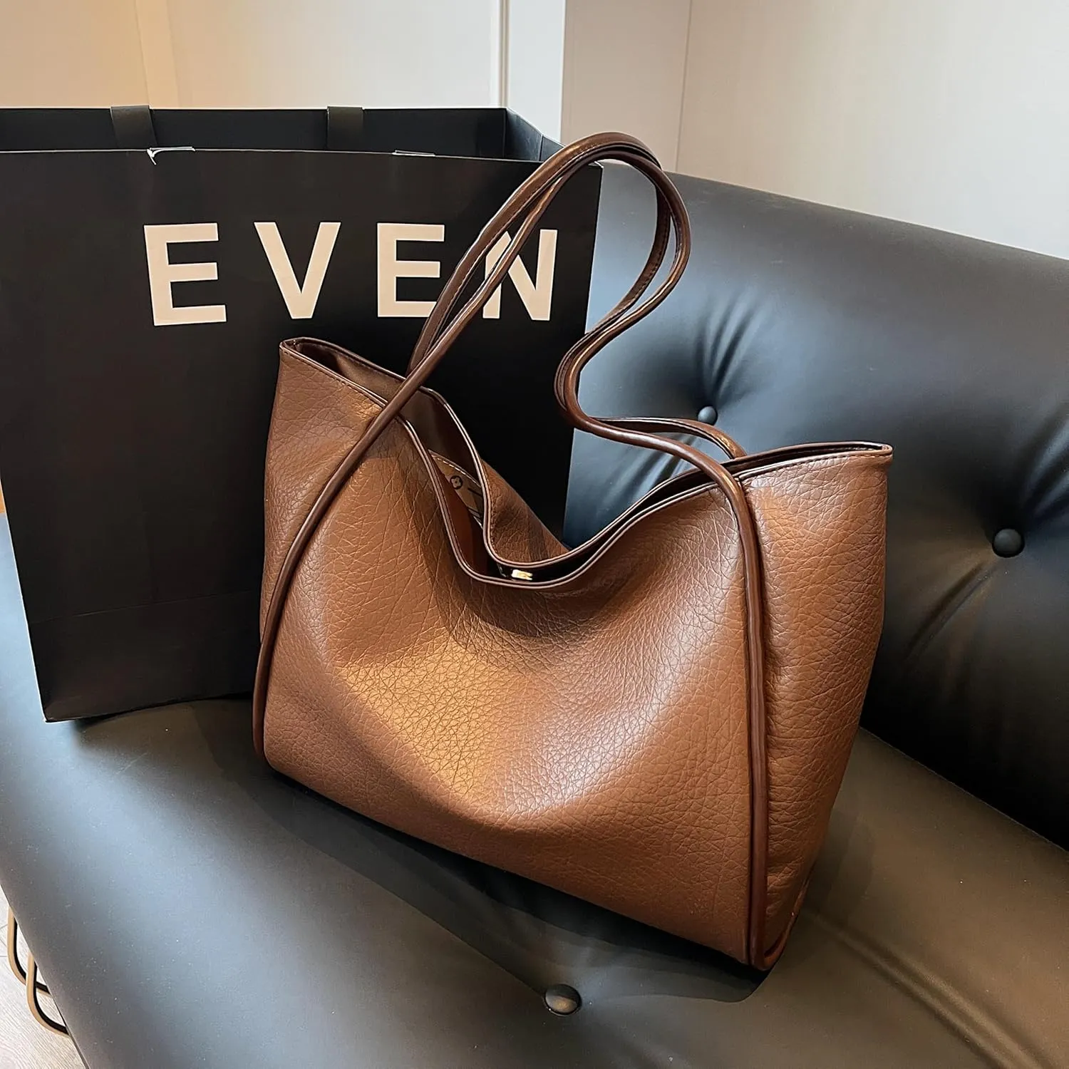 Large Vegan Leather Weekender Bag - Women's Shopper Handbag