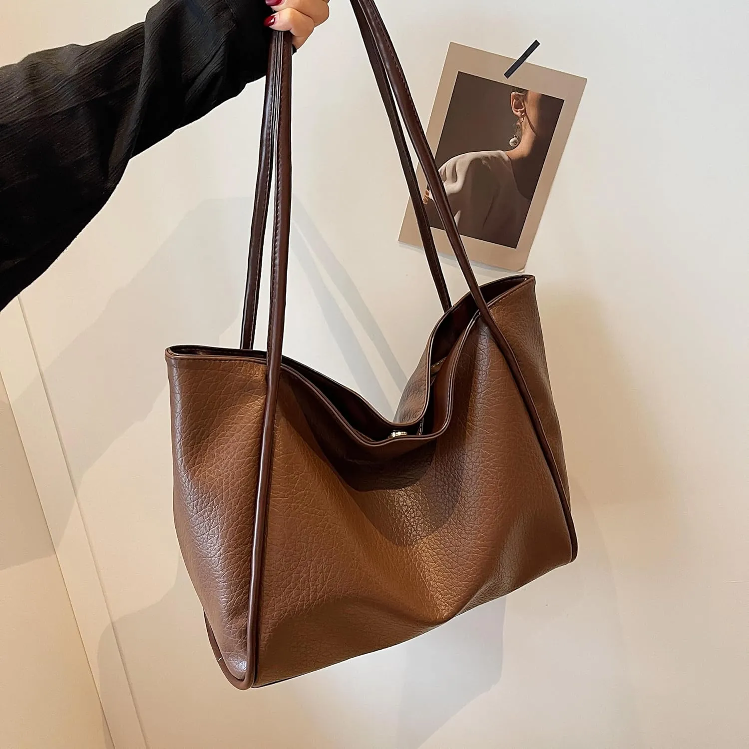 Large Vegan Leather Weekender Bag - Women's Shopper Handbag