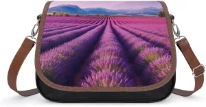 Lavender Fields Shoulder Bags PU Leather Shoulder Handbag Large Capacity Crossbody Bag for Women
