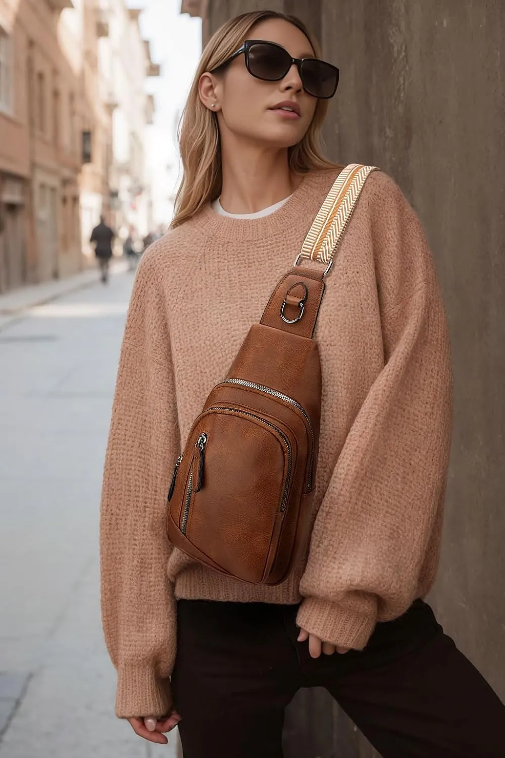 Leather Crossbody Bags Sling Bag for Women, Shoulder Backpack, Leather Sling Bag for Women Crossbody Purse Travel