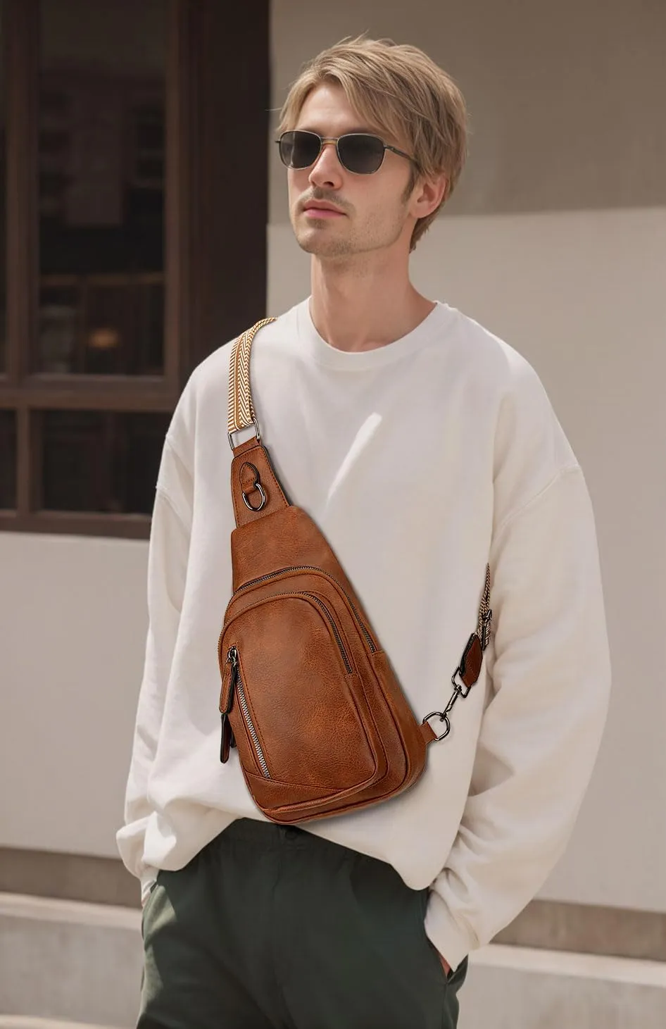 Leather Crossbody Bags Sling Bag for Women, Shoulder Backpack, Leather Sling Bag for Women Crossbody Purse Travel