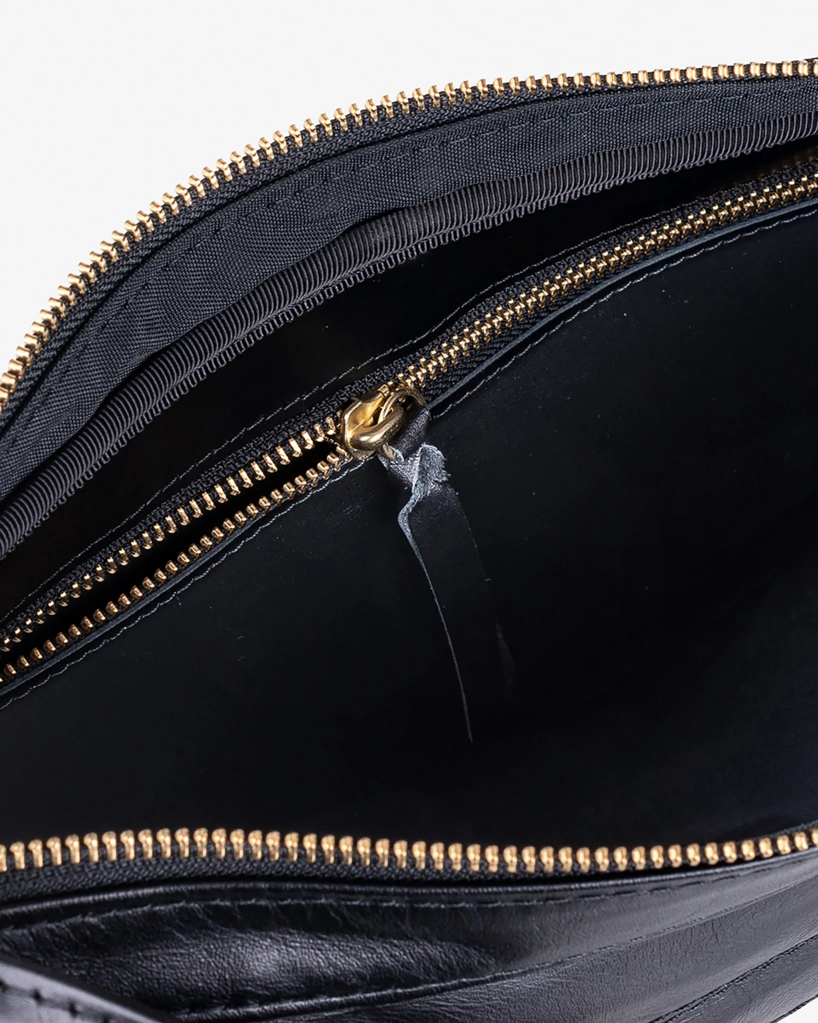 Leather Diamond Stitched Shoulder Bag - Black